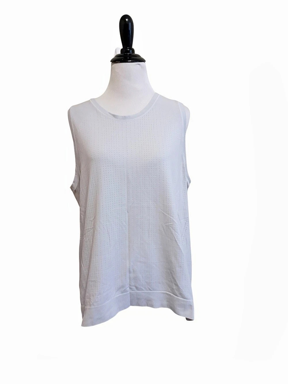 Athleta Light Gray/off white Perforated Mesh Seamless Active Tank Top 